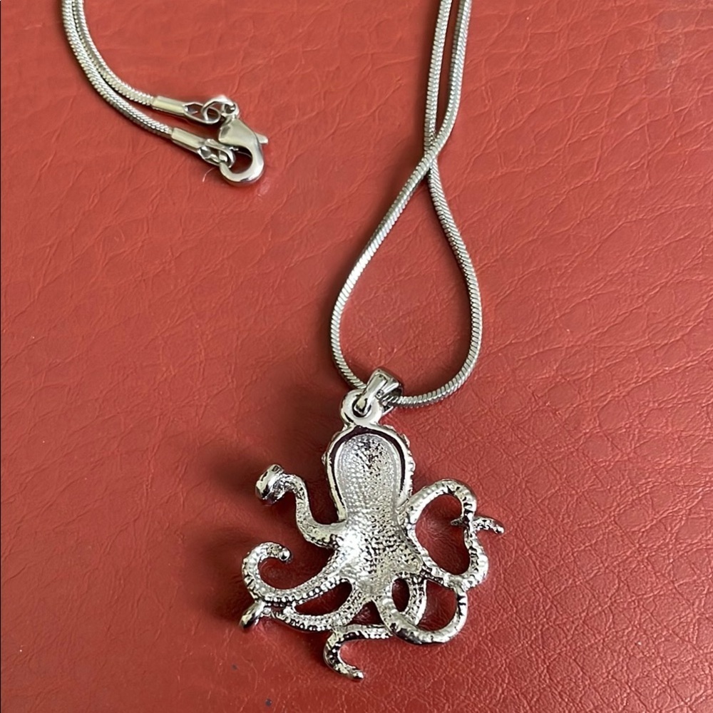 Silver Octopus Pendant Necklace - Picture 3 of 3